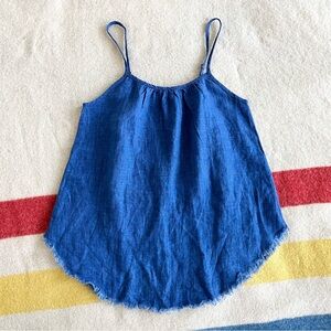 Trovata Birds of Paradise blue linen tank top